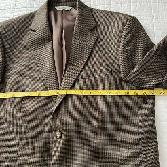 Pronto Uomo Sport Coat Blazer 40R 100% Wool Brown Micro Check - Picture 7 of 13